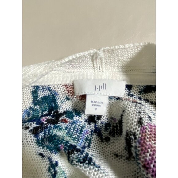 J. Jill Floral Open Front Linen Blend Cardigan Women Size Small Lightweight - Picture 12 of 16